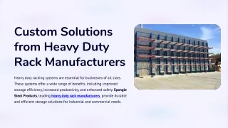 Custom Solutions from Heavy Duty Rack Manufacturers for Your Needs