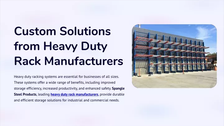 custom solutions from heavy duty rack