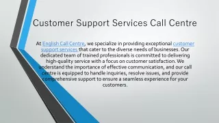 Customer Support Services Call Centre