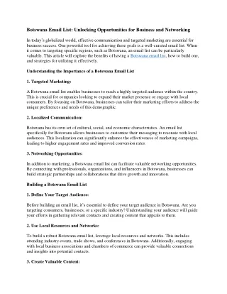 Botswana Email List: Unlocking Opportunities for Business and Networking