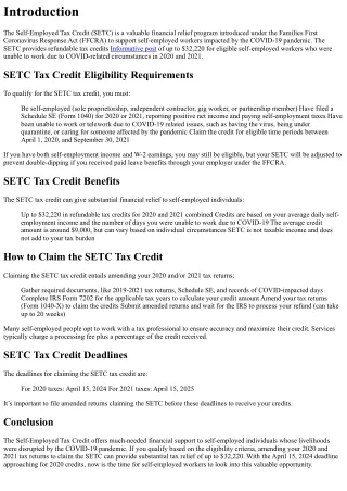 SETC Tax Credit Guide