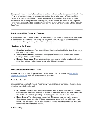 Exploring Singapore_ A Comprehensive Guide to the Singapore River Cruise