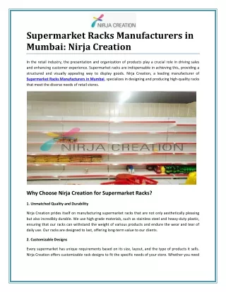 Quality and Efficiency: Supermarket Racks Manufacturers in Mumbai