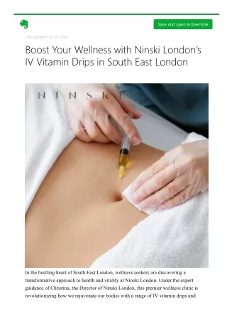 Boost Your Wellness with Ninski London’s IV Vitamin Drips in South East London