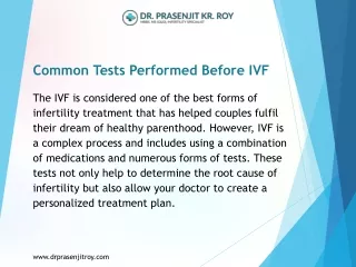 Common Tests Performed Before IVF