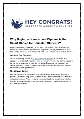 Why Buying a Homeschool Diploma is the Smart Choice for Educated Students?