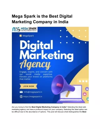 Mega Spark is the Best Digital Marketing Company in India