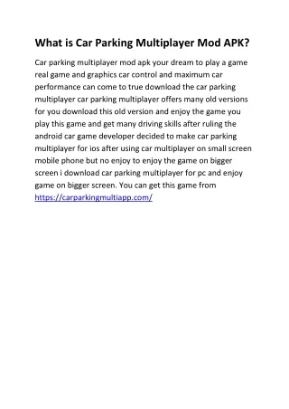 What is Car Parking Multiplayer Mod APK