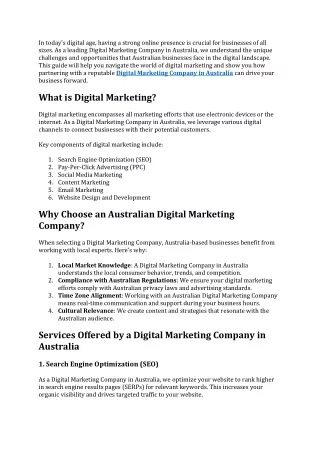 Digital Marketing Company Australia