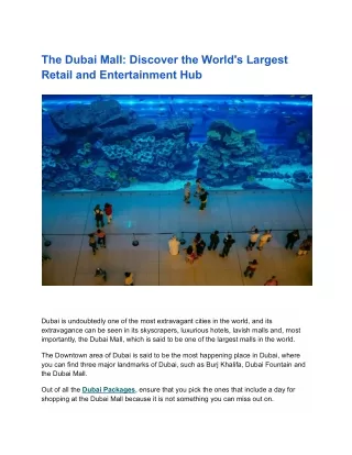 The Dubai Mall: The World Of Entertainment