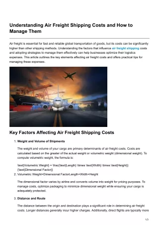 Understanding Air Freight Shipping Costs and How to Manage Them