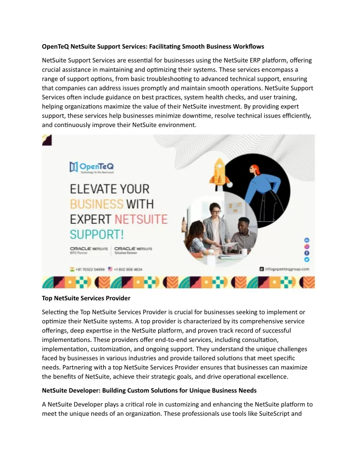 openteq netsuite support services facilitating