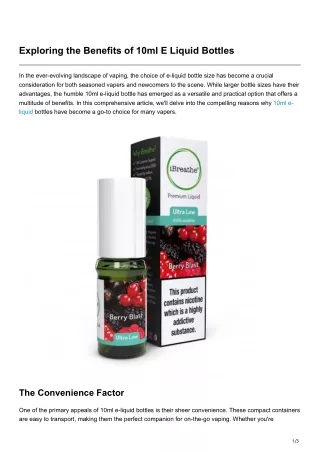 exploring the benefits of 10ml e liquid bottles