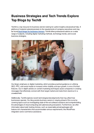 Business Strategies and Tech Trends Explore Top Blogs by Techi9