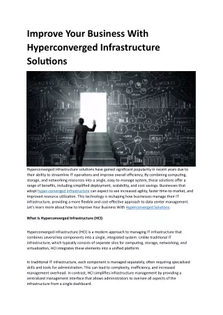 Improve Your Business With Hyperconverged Infrastructure Solutions