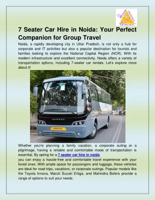 7 seater car hire in noida