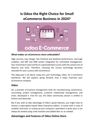 Is Odoo the Right Choice for Small eCommerce Business in 2024