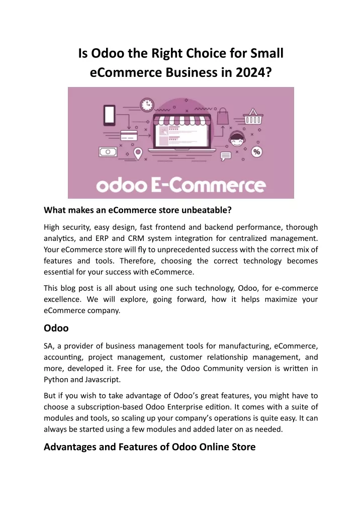 is odoo the right choice for small ecommerce