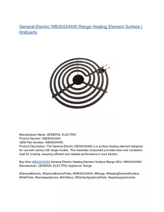 General Electric WB30X24400 Range Heating Element Surface _ HnKparts