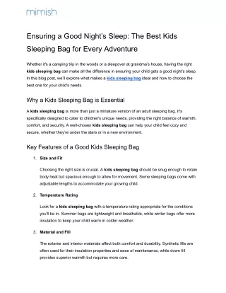 Ensuring a Good Night’s Sleep_ The Best Kids Sleeping Bag for Every Adventure