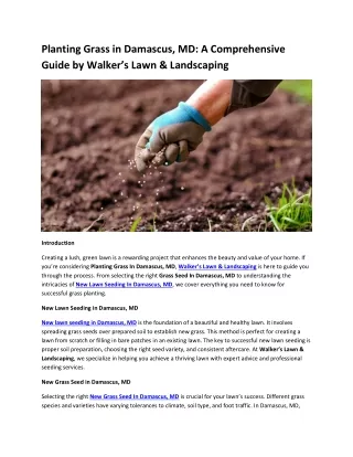 Planting Grass in Damascus, MD A Comprehensive Guide by Walker’s Lawn & Landscaping