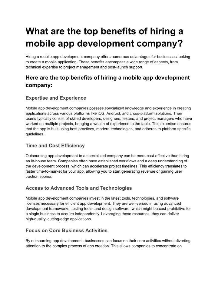 what are the top benefits of hiring a mobile