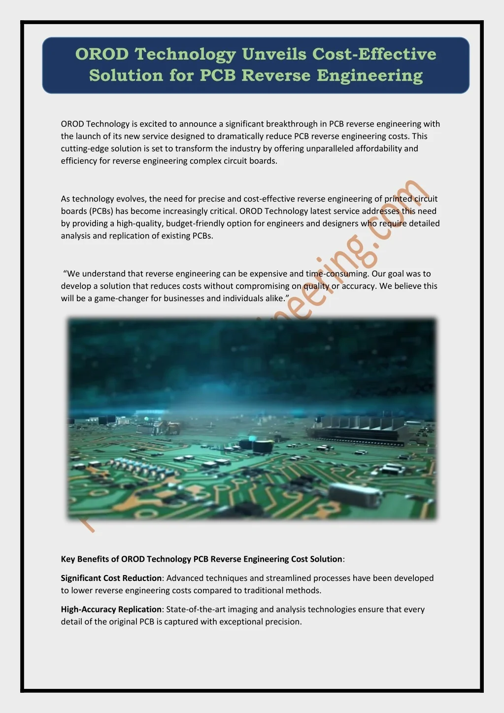 PPT - OROD Technology Unveils Cost-Effective Solution for PCB Reverse ...