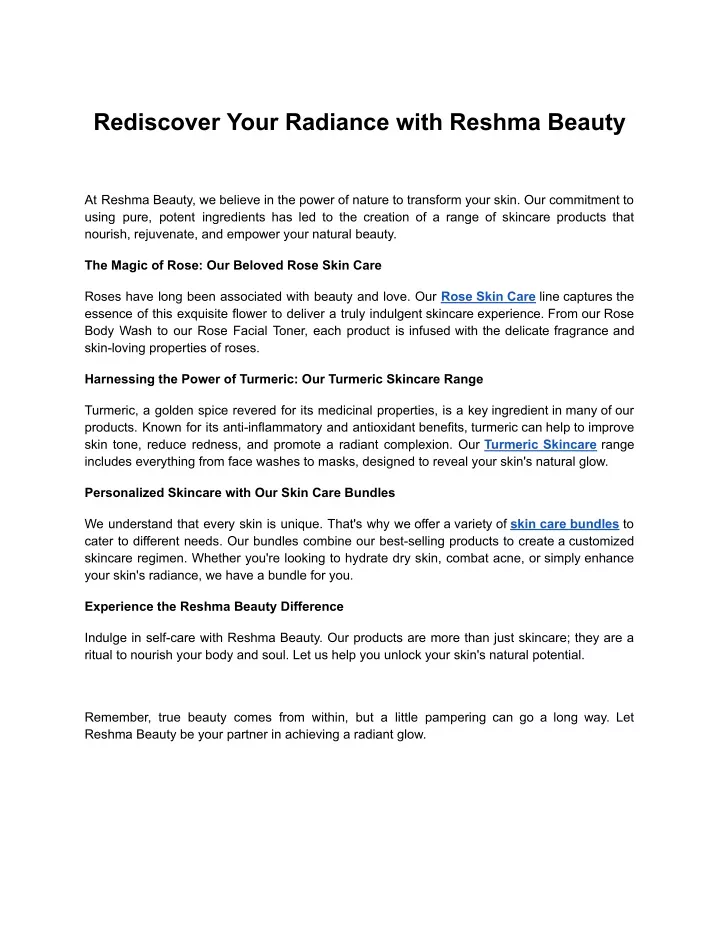 rediscover your radiance with reshma beauty