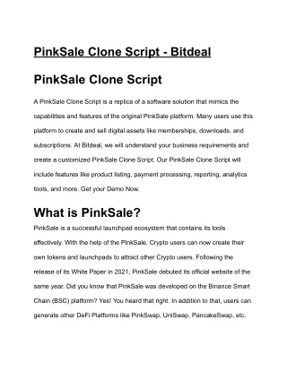 pinksale clone script bitdeal
