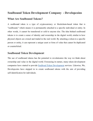 soulbound token development company developcoins