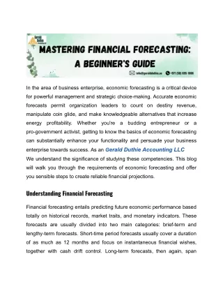 Mastering Financial Forecasting: A Beginner's Guide