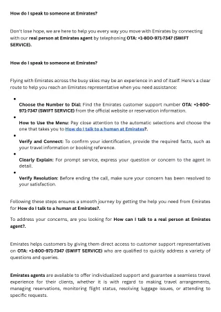 How do I speak to someone at Emirates