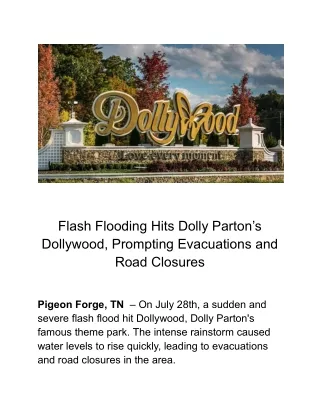 flash flooding hits dolly parton s dollywood