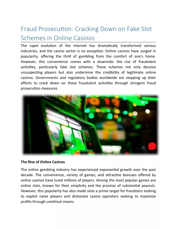 fraud prosecution cracking down on fake slot