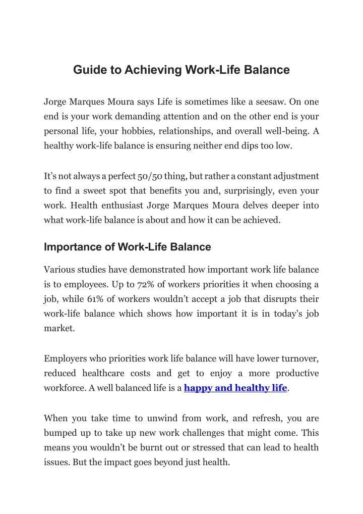 guide to achieving work life balance