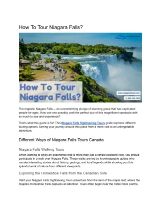 how to tour niagara falls