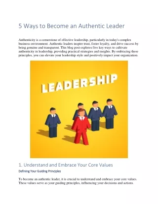 5 Ways to Become an Authentic Leader