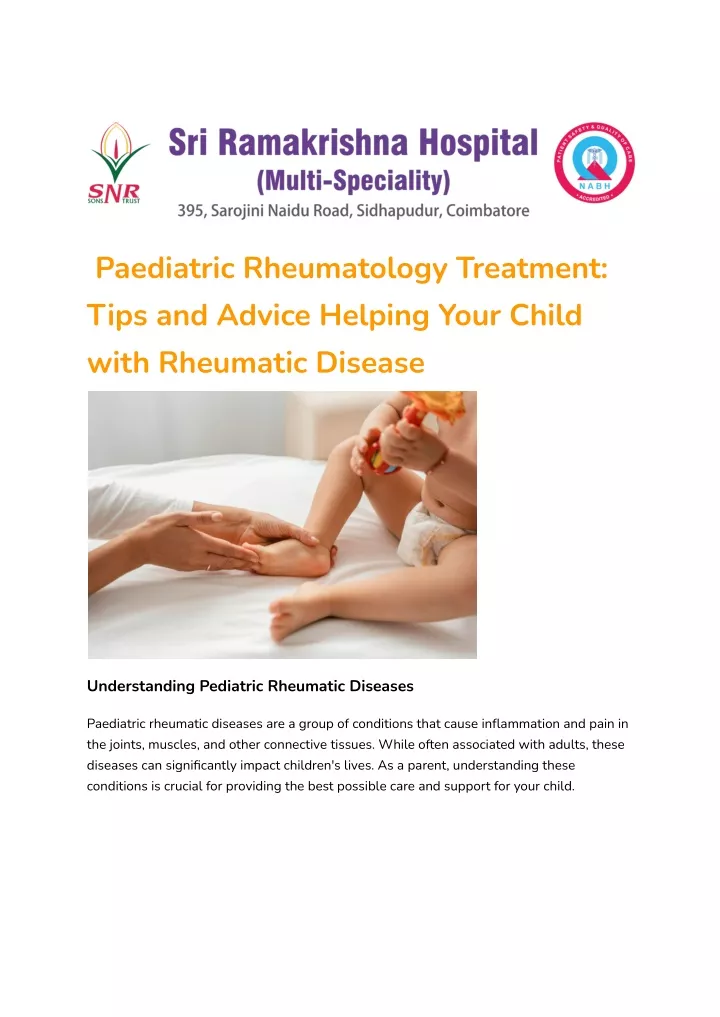 paediatric rheumatology treatment tips and advice