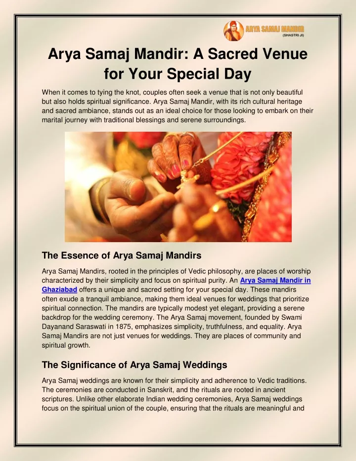 arya samaj mandir a sacred venue for your special