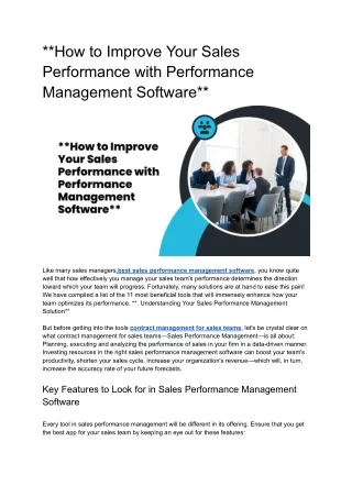 How to Improve Your Sales Performance with Performance Management Software