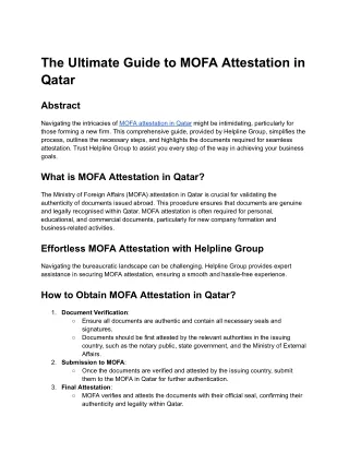 The Ultimate Guide to MOFA Attestation in Qatar