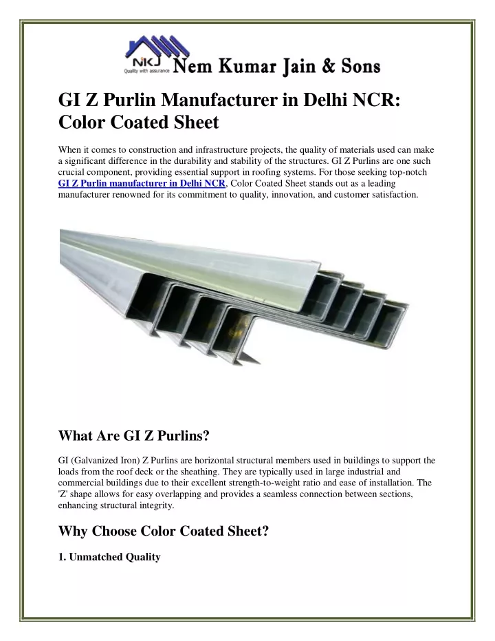 gi z purlin manufacturer in delhi ncr color