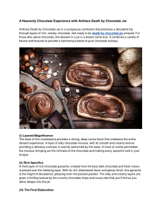 A Heavenly Chocolate Experience with Anthara Death by Chocolate Jar