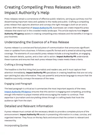 Creating Compelling Press Releases with Impact Authority’s Help