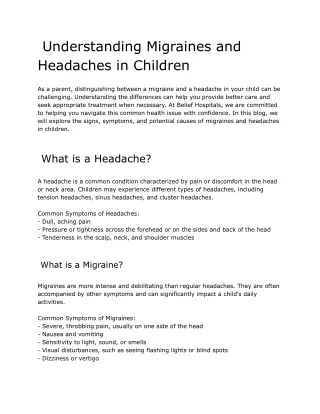 Understanding Migraines and Headaches in Children