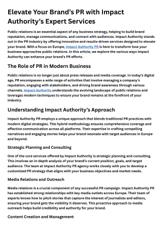 Elevate Your Brand’s PR with Impact Authority’s Expert Services