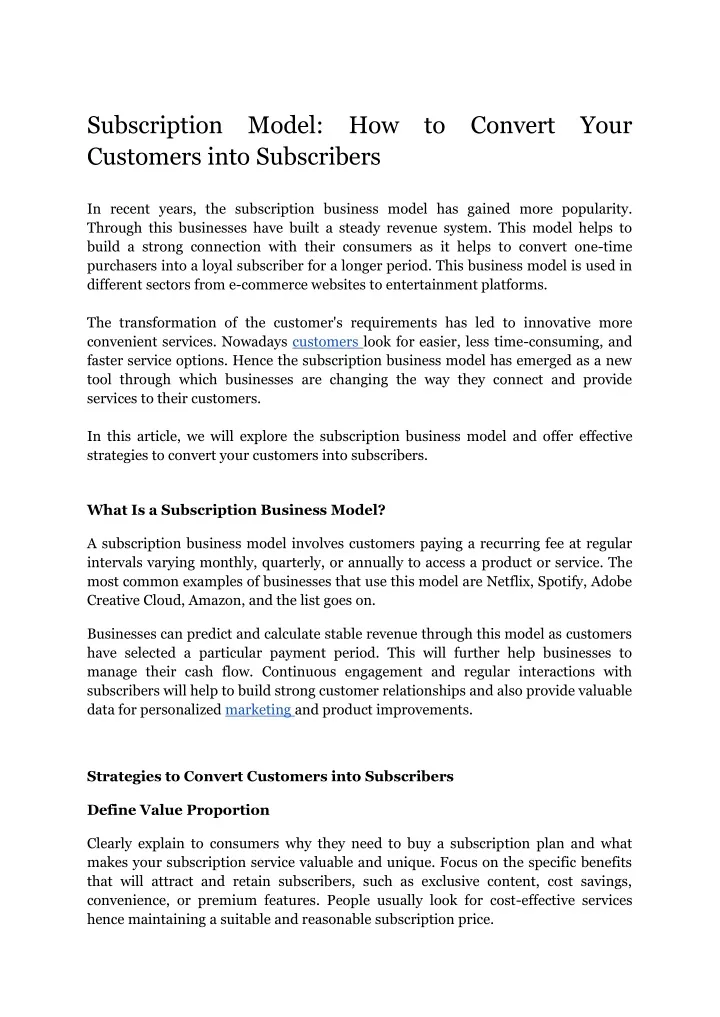 subscription model how to convert your customers