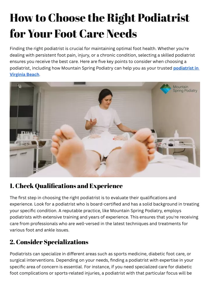 how to choose the right podiatrist for your foot