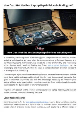 How Can I Get the Best Laptop Repair Prices in Burlington?