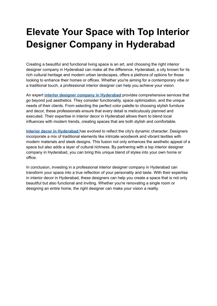 PPT - Elevate Your Space with Top Interior Designer Company in ...